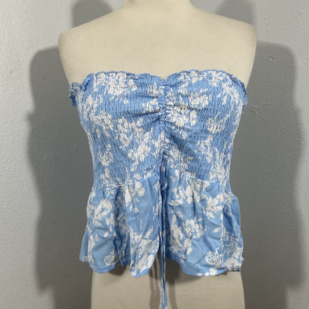 Timing Blouse Womens Large Floral Smoke Tube Sleeveless Fairy‎ Y2\K